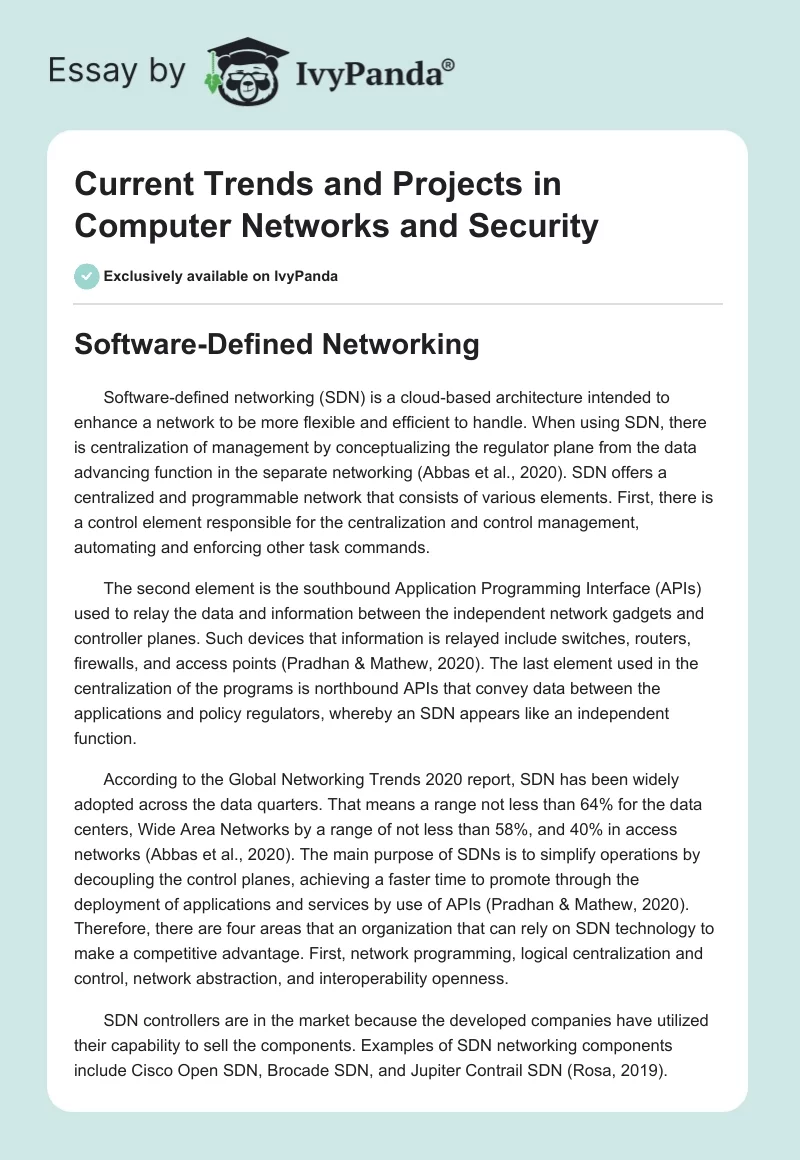 Current Trends and Projects in Computer Networks and Security. Page 1