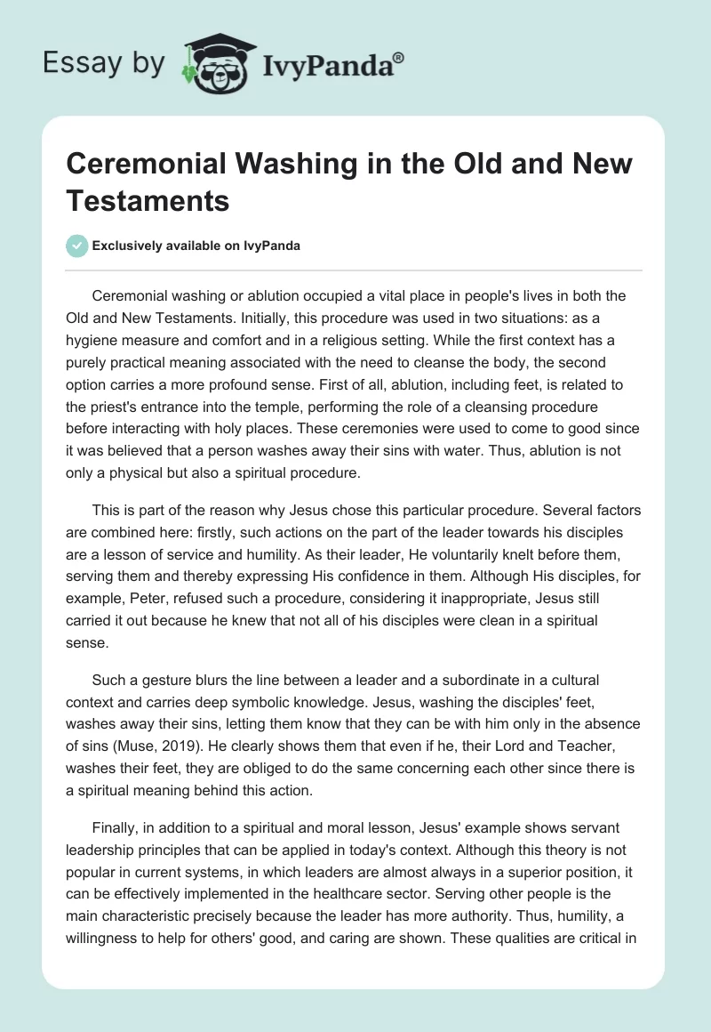 Ceremonial Washing in the Old and New Testaments. Page 1
