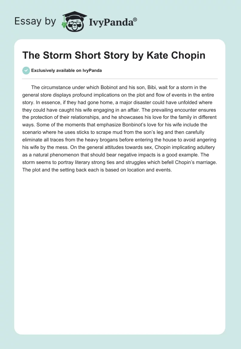 "The Storm" Short Story by Kate Chopin. Page 1