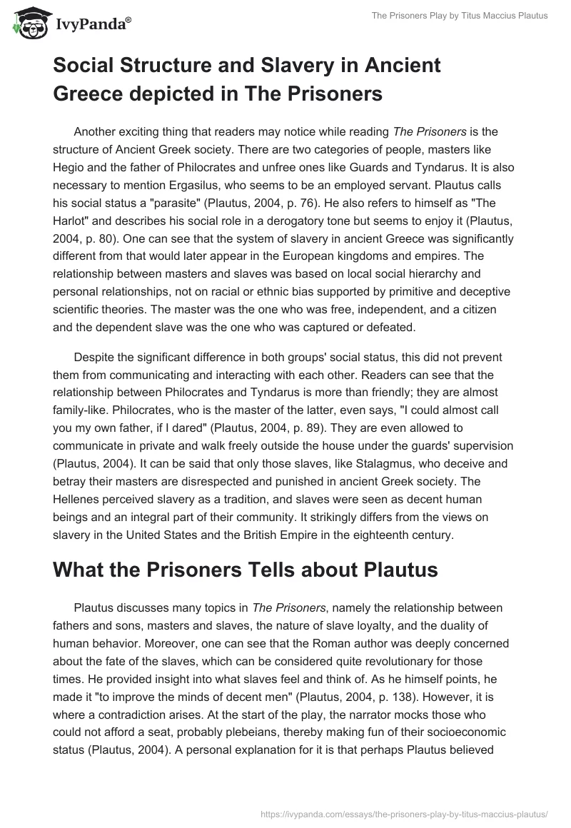 "The Prisoners" Play by Titus Maccius Plautus. Page 2