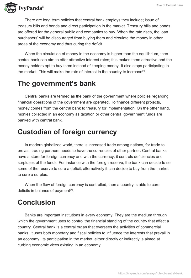 Role of Central Bank. Page 3