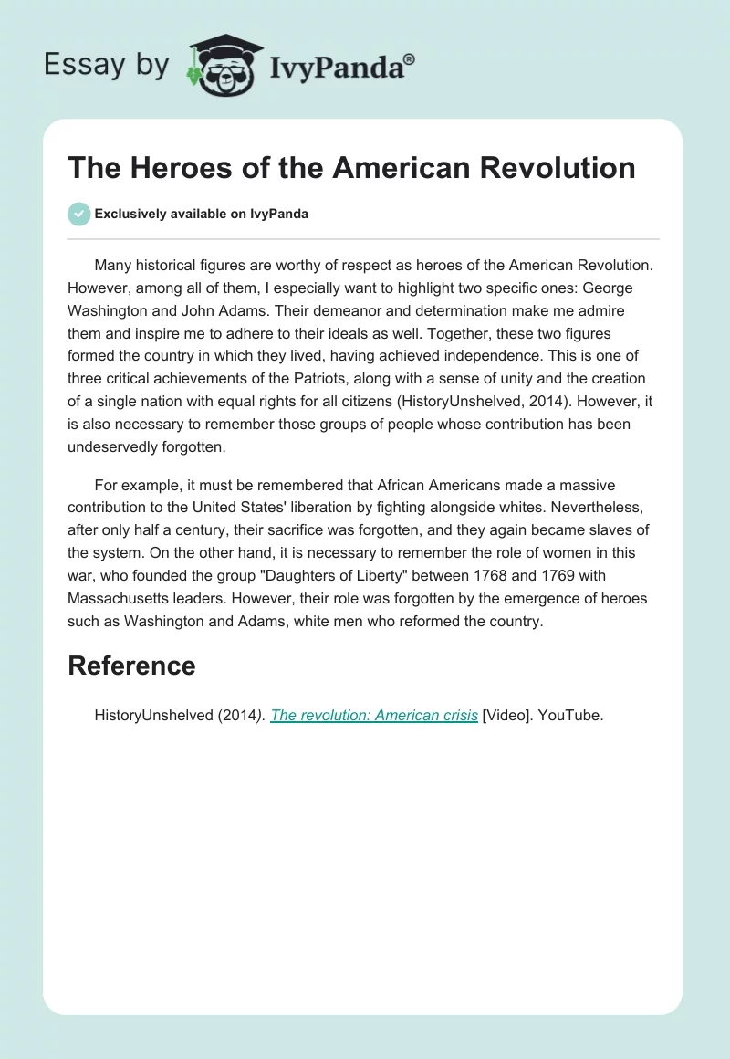 The Heroes of the American Revolution. Page 1