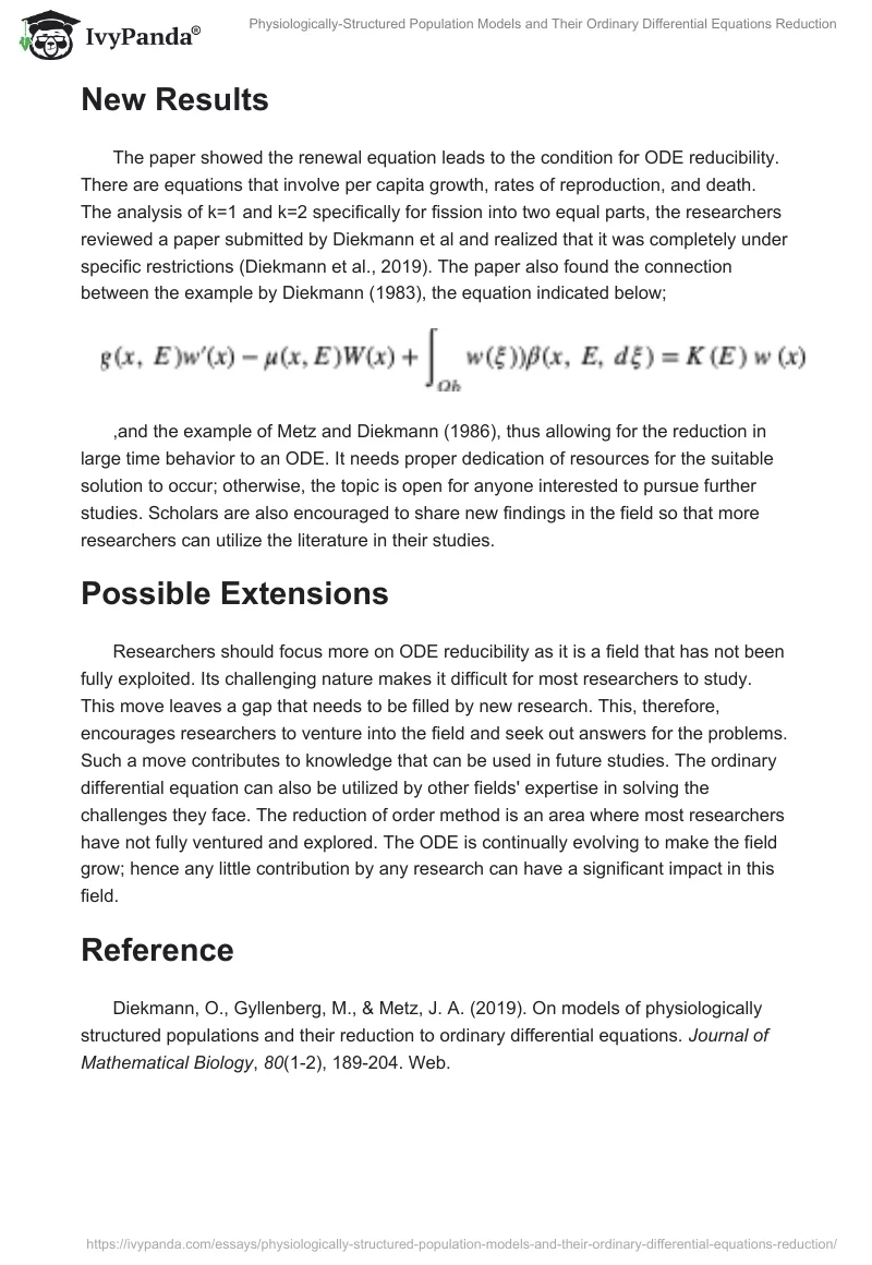 Physiologically-Structured Population Models and Their Ordinary Differential Equations Reduction. Page 3