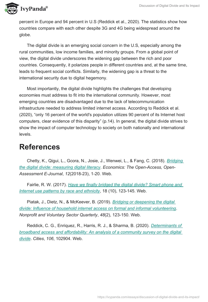 Discussion of Digital Divide and Its Impact. Page 2