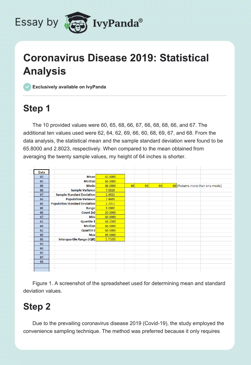 Coronavirus Disease 2019: Statistical Analysis. Page 1