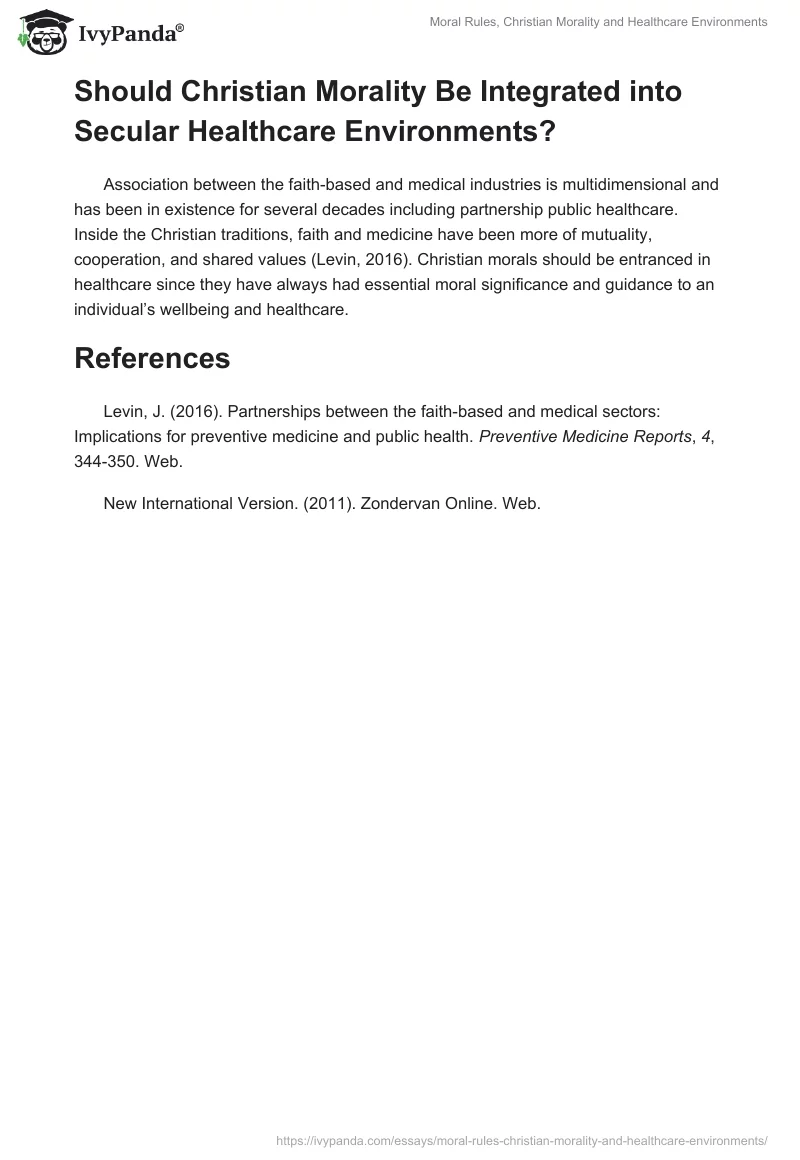 Moral Rules, Christian Morality and Healthcare Environments. Page 2