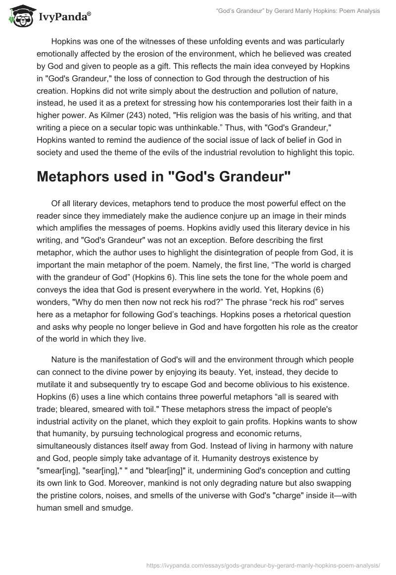 “God’s Grandeur” by Gerard Manly Hopkins: Poem Analysis. Page 2