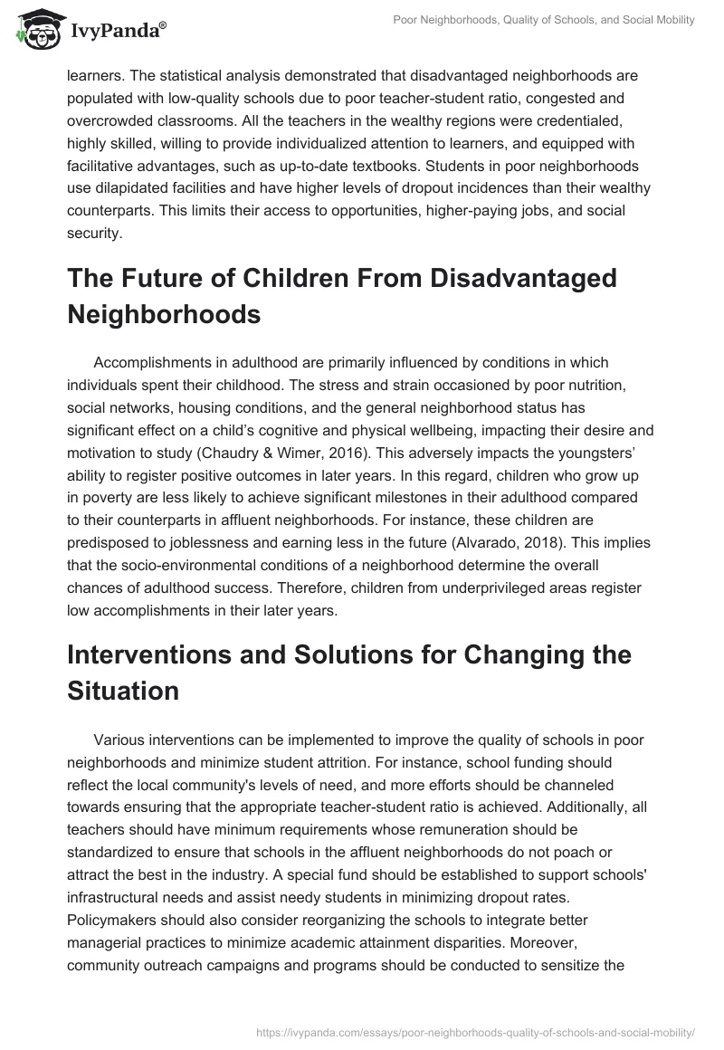 Poor Neighborhoods, Quality of Schools, and Social Mobility. Page 4