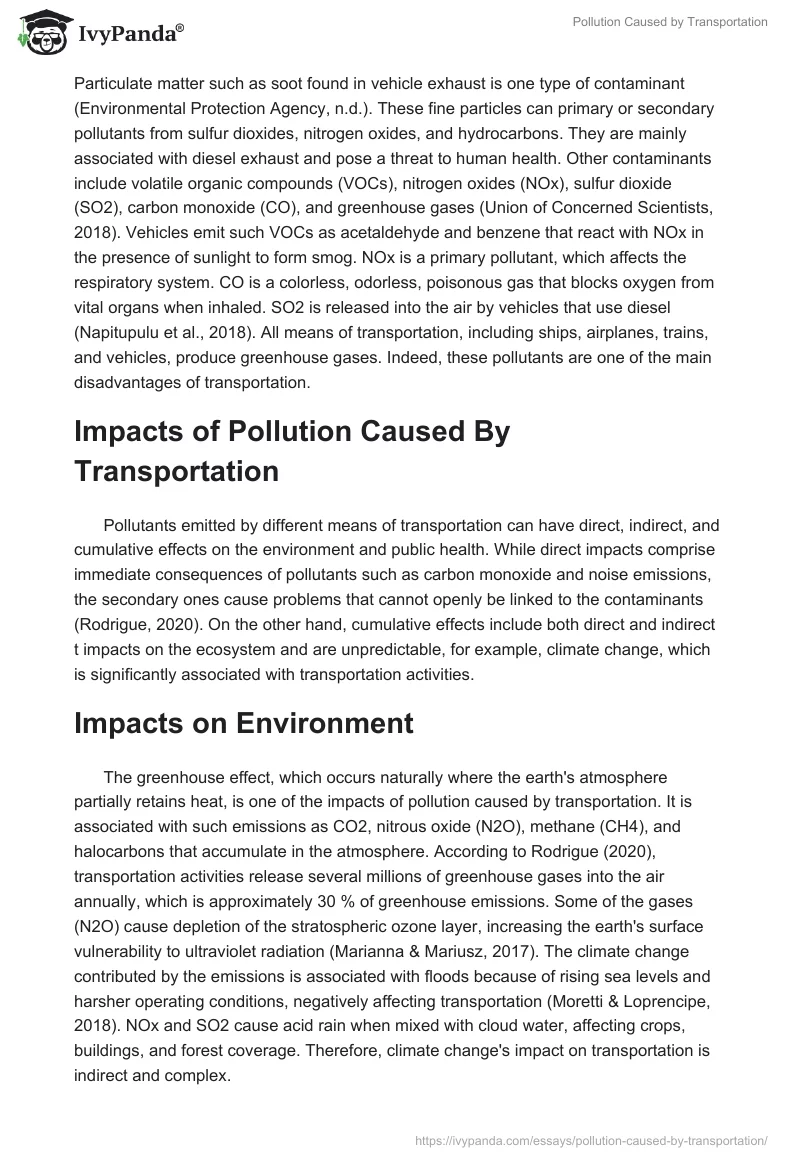 Pollution Caused by Transportation. Page 2