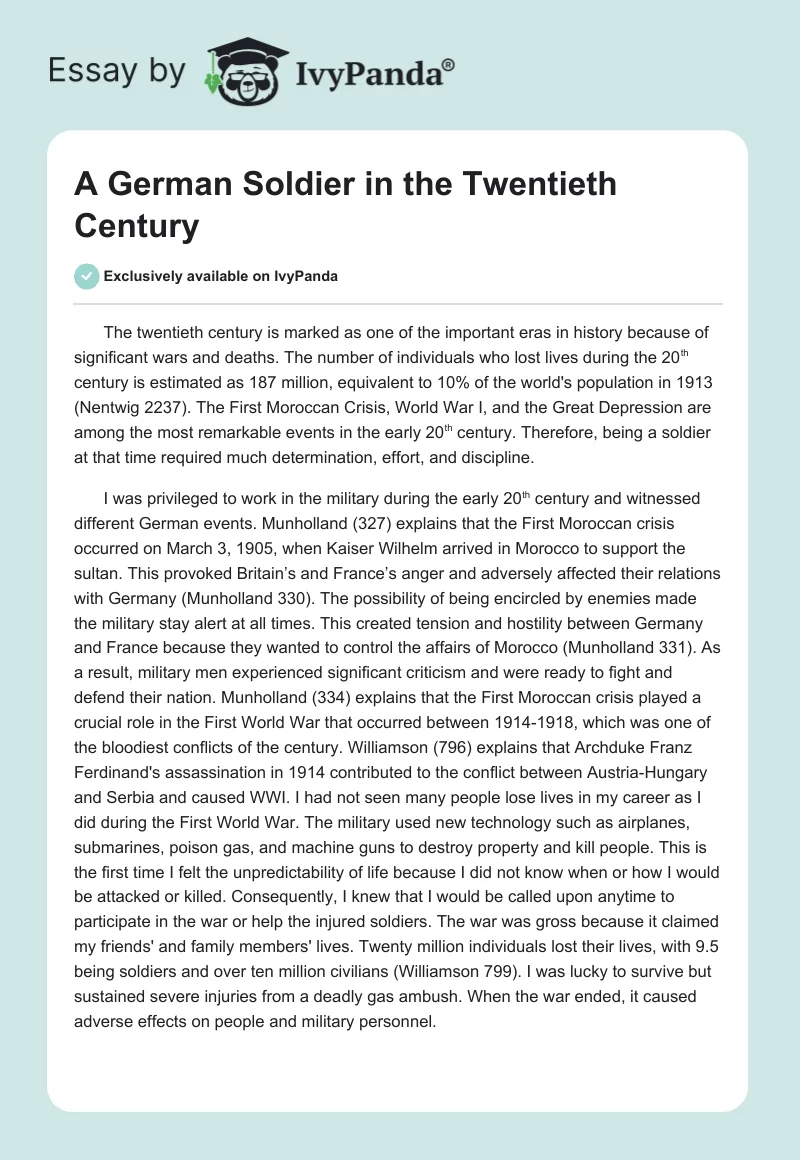 A German Soldier in the Twentieth Century. Page 1