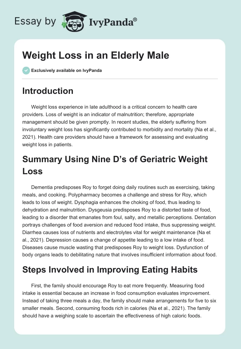 Weight Loss in an Elderly Male. Page 1