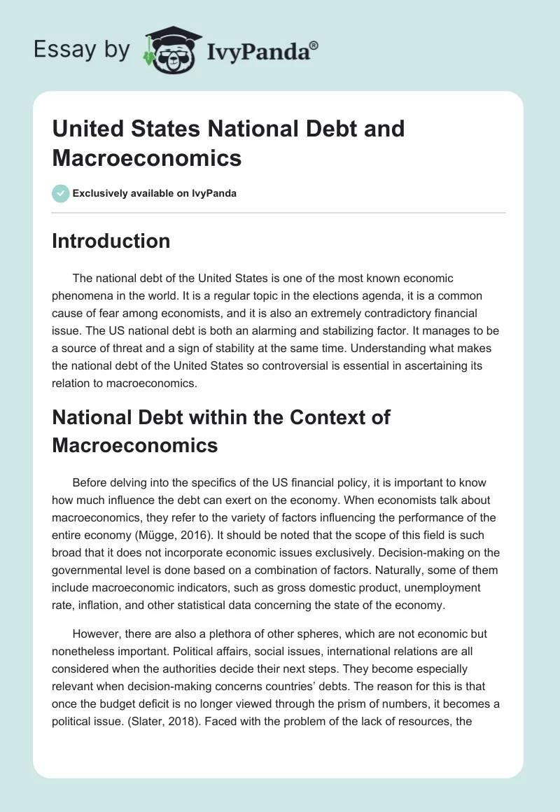 United States National Debt and Macroeconomics. Page 1