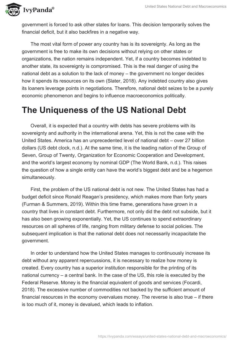United States National Debt and Macroeconomics. Page 2