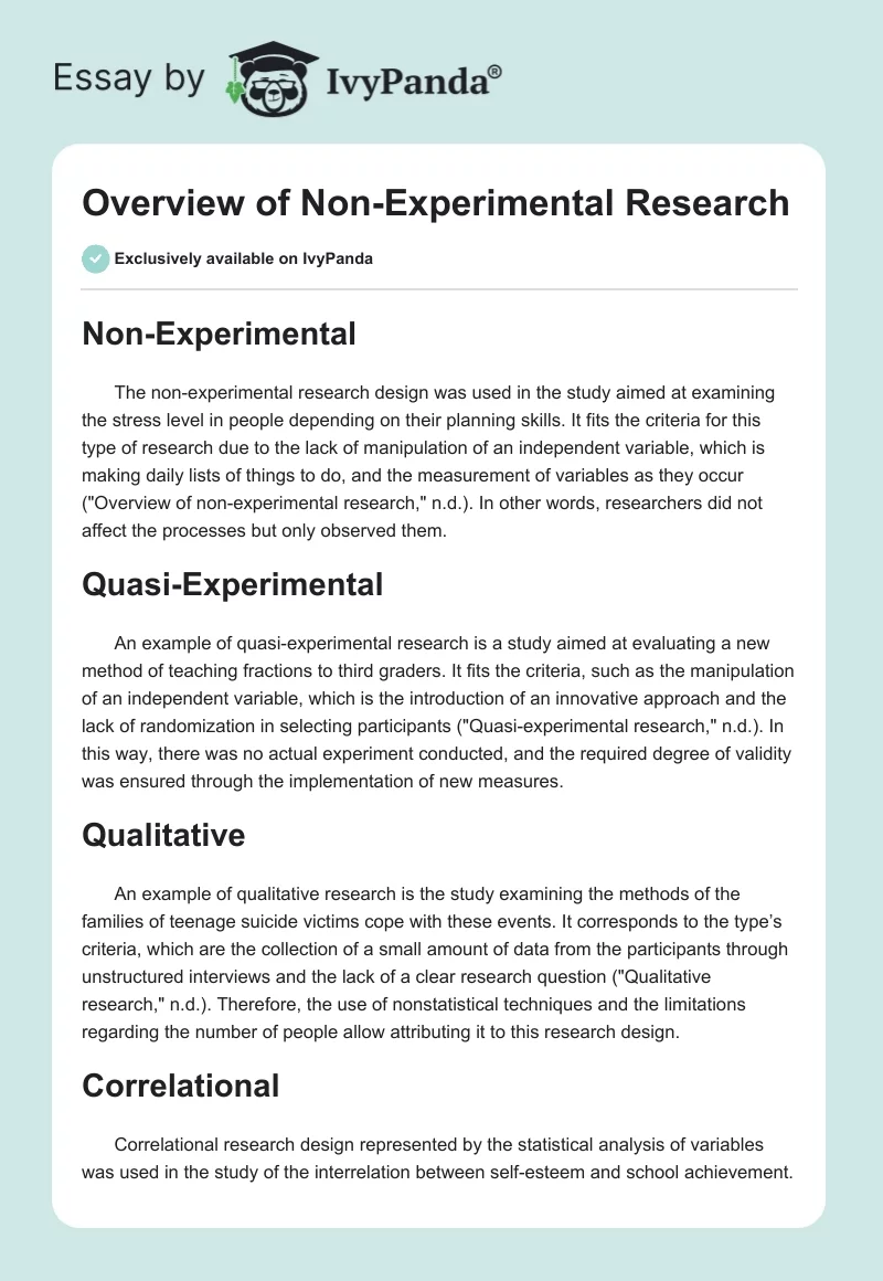 Overview of Non-Experimental Research. Page 1
