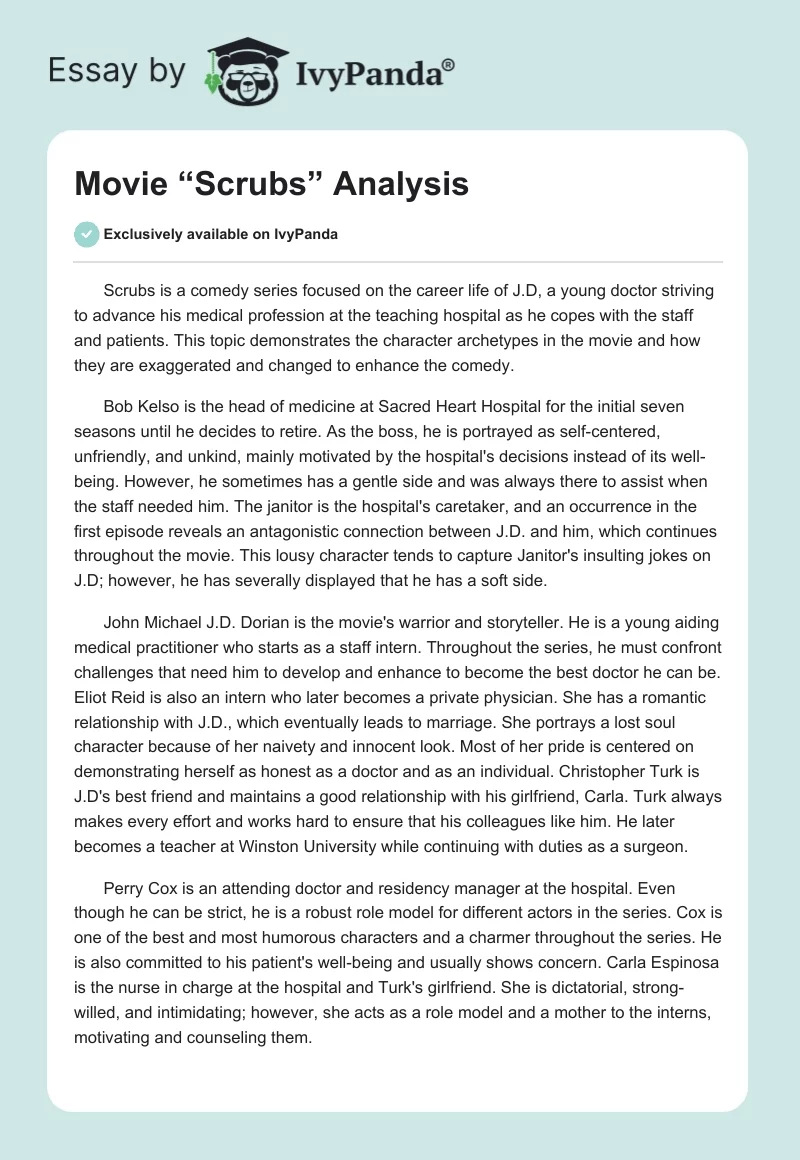 Movie “Scrubs” Analysis. Page 1