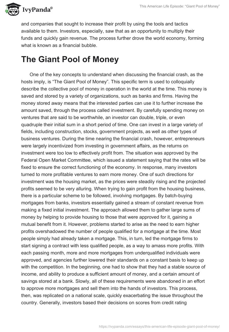 This American Life Episode: “Giant Pool of Money”. Page 2