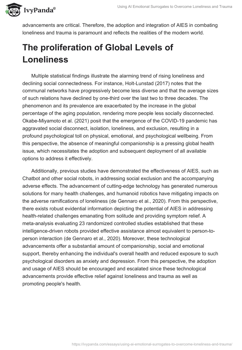 Using AI Emotional Surrogates to Overcome Loneliness and Trauma. Page 4