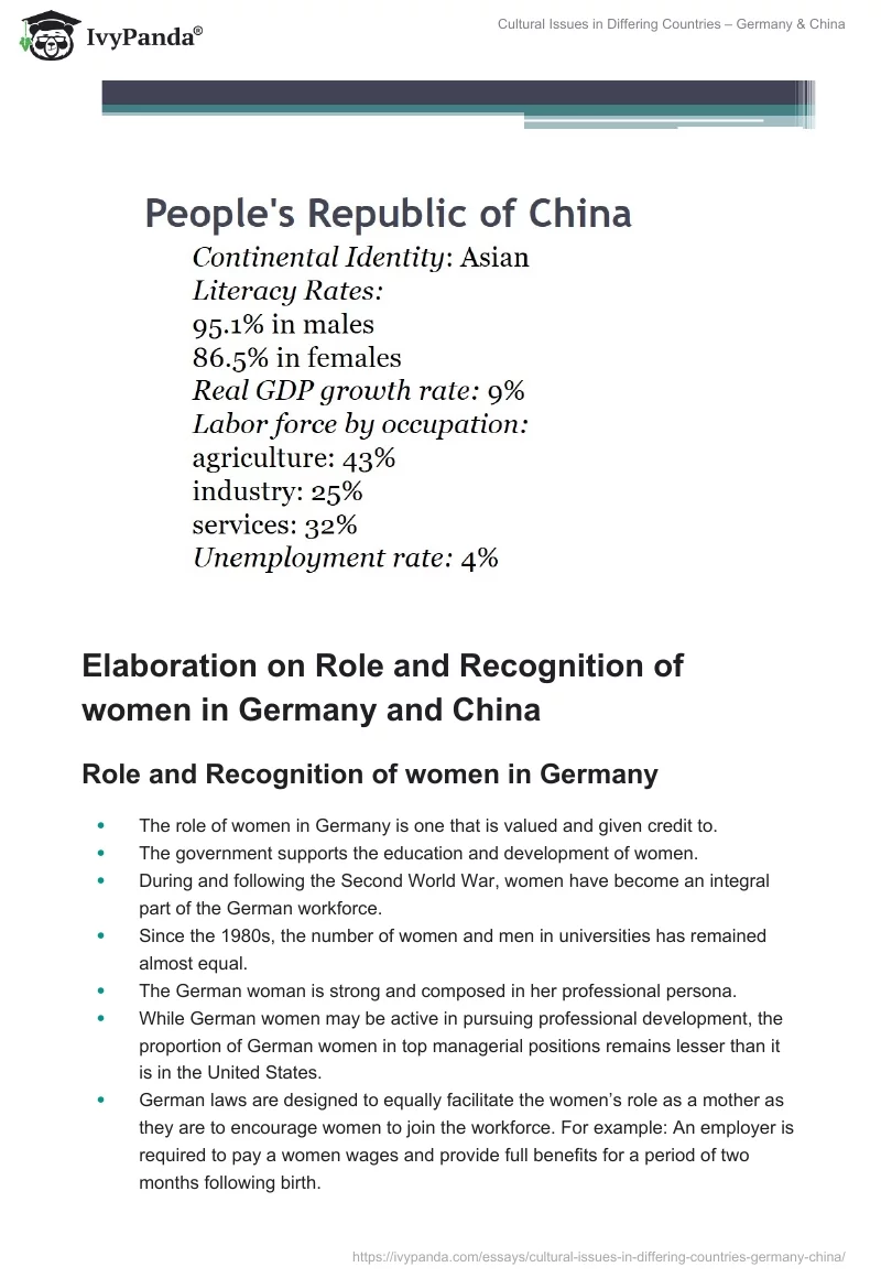Cultural Issues in Differing Countries – Germany & China. Page 3