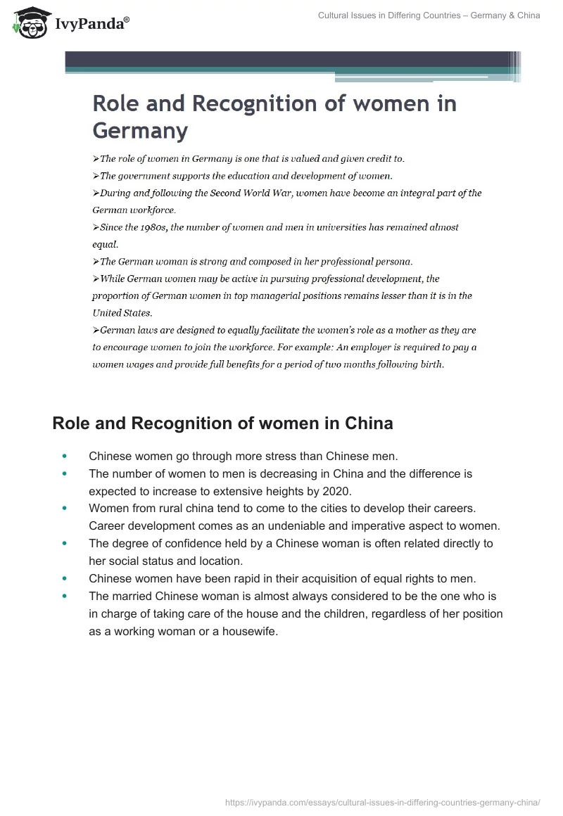 Cultural Issues in Differing Countries – Germany & China. Page 4