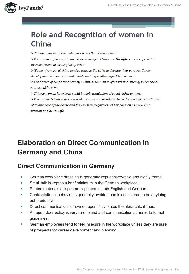 Cultural Issues in Differing Countries – Germany & China. Page 5
