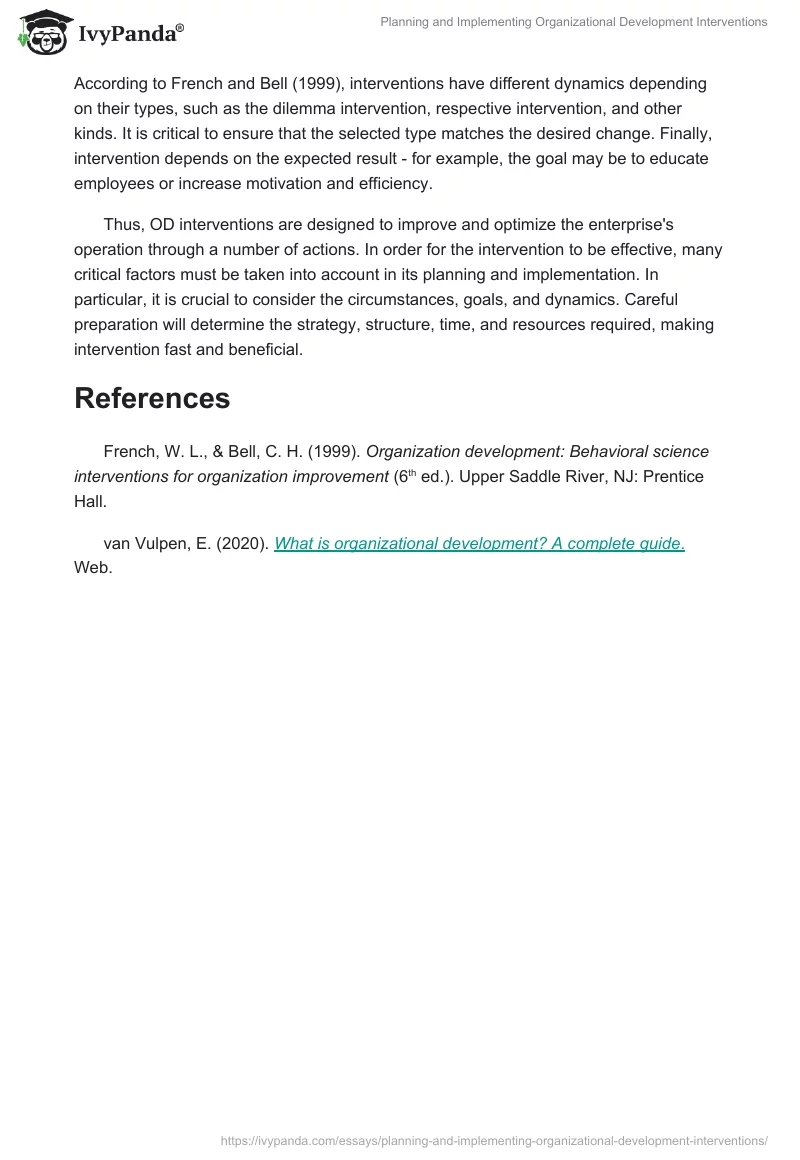 Planning and Implementing Organizational Development Interventions. Page 2