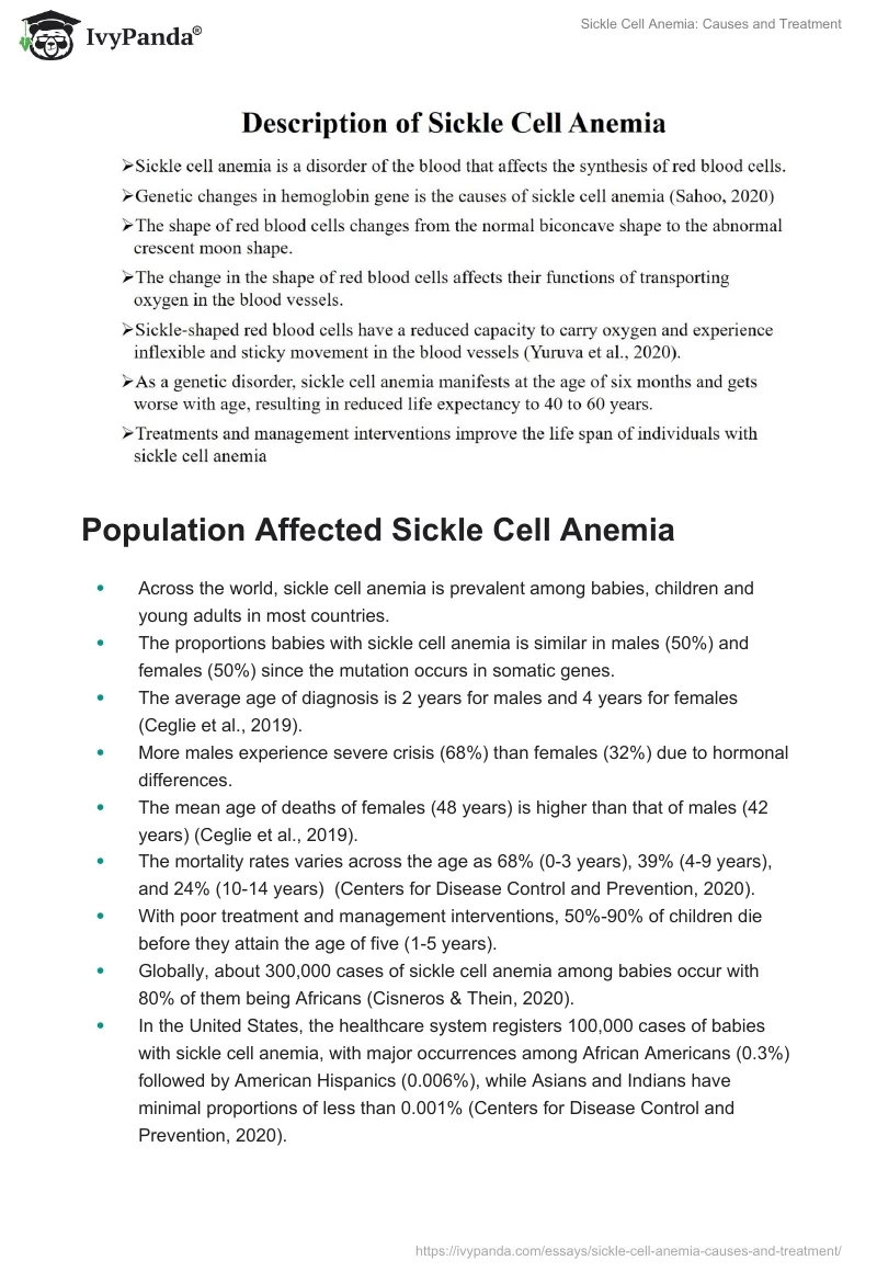Sickle Cell Anemia: Causes and Treatment. Page 2