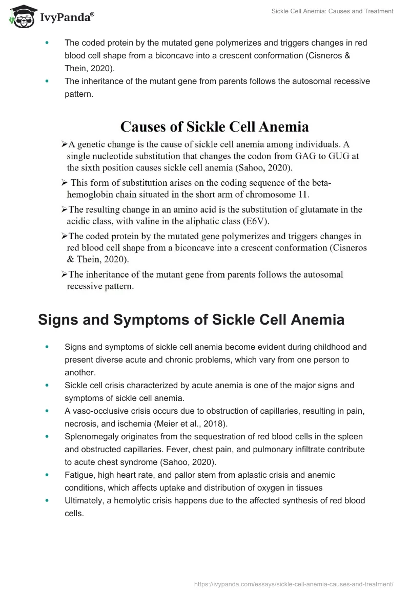 Sickle Cell Anemia: Causes and Treatment. Page 5