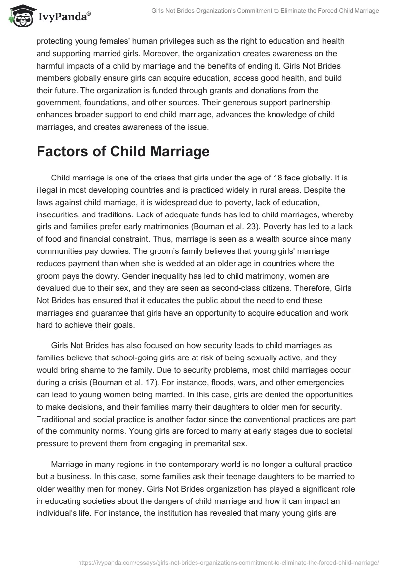 Girls Not Brides Organization’s Commitment to Eliminate the Forced Child Marriage. Page 2