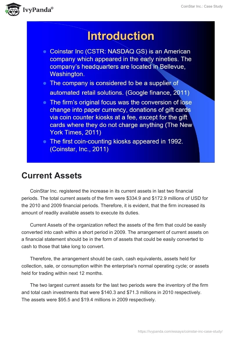 CoinStar Inc.: Case Study. Page 2