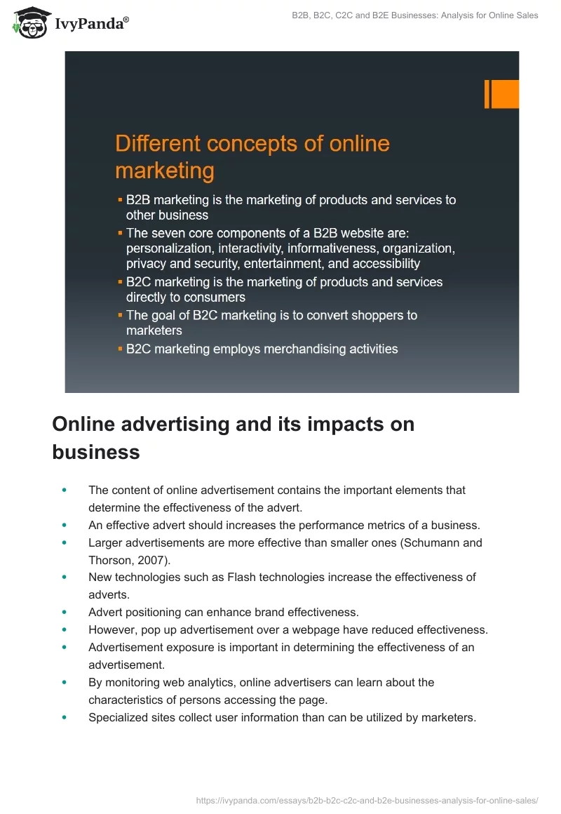 B2B, B2C, C2C and B2E Businesses: Analysis for Online Sales. Page 5