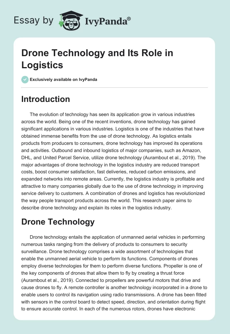 Drone Technology and Its Role in Logistics. Page 1