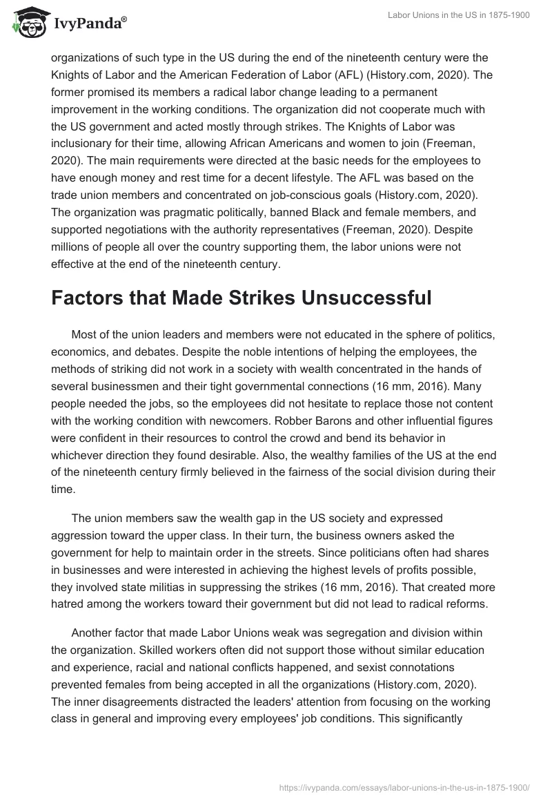 Labor Unions in the US in 1875-1900. Page 2