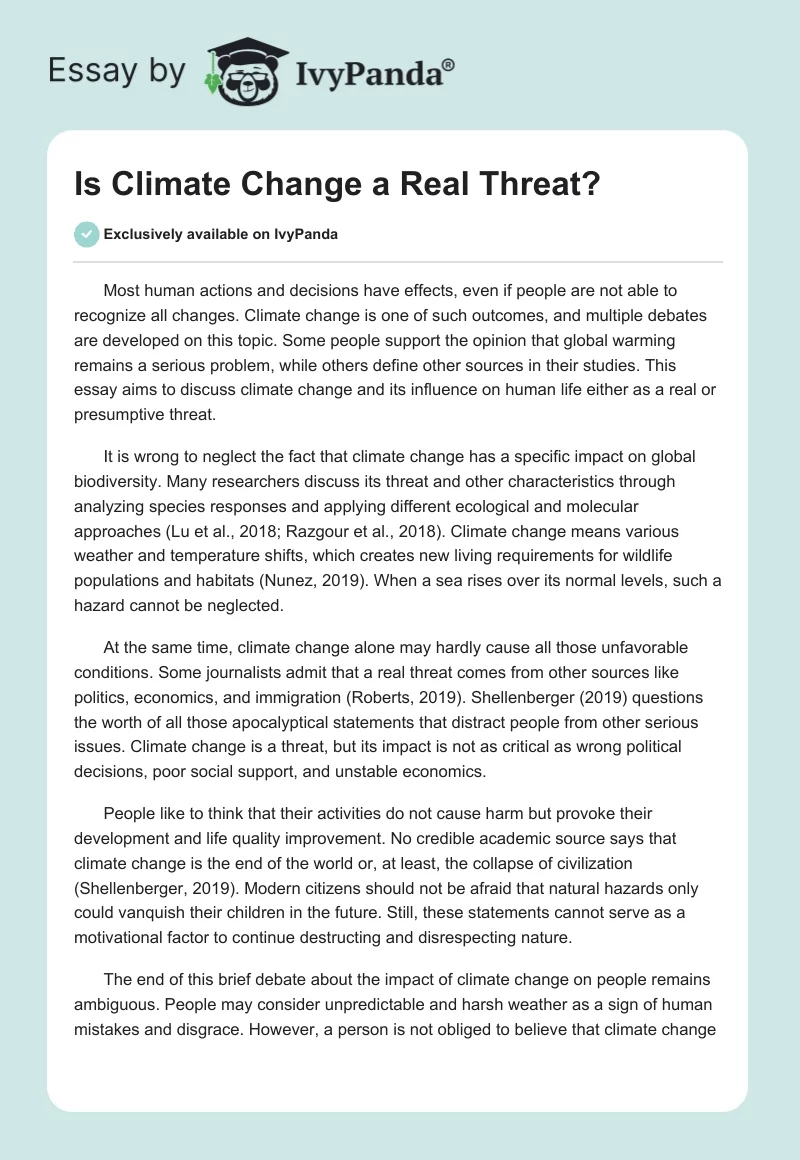 Is Climate Change a Real Threat?. Page 1