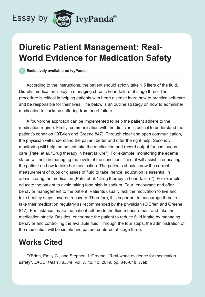 Diuretic Patient Management: Real-World Evidence for Medication Safety. Page 1
