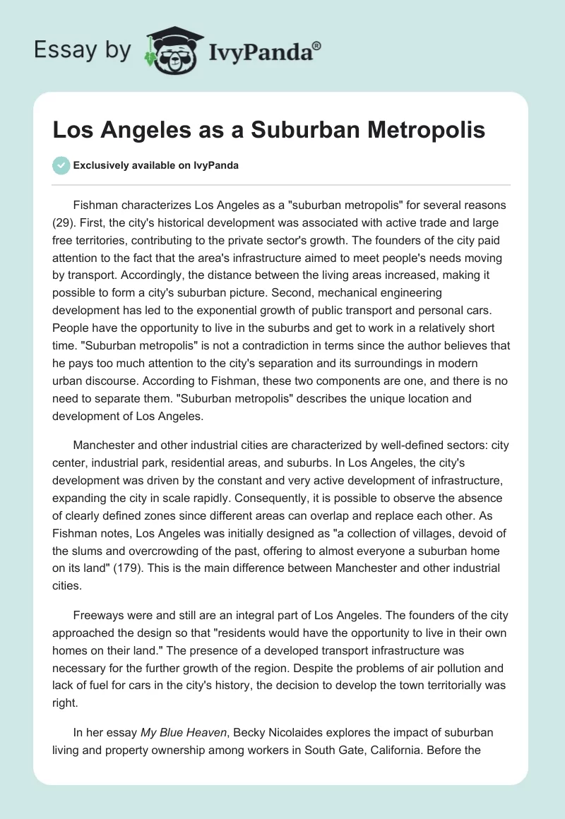 Los Angeles as a Suburban Metropolis. Page 1