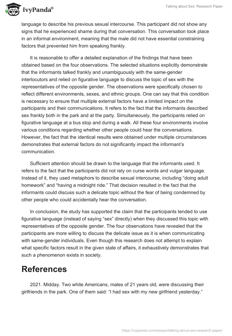 Talking about Sex: Research Paper. Page 2