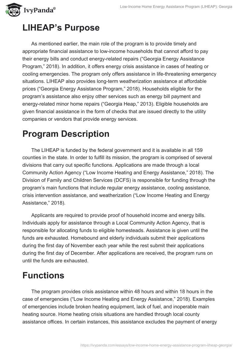 Low-Income Home Energy Assistance Program (LIHEAP): Georgia. Page 2