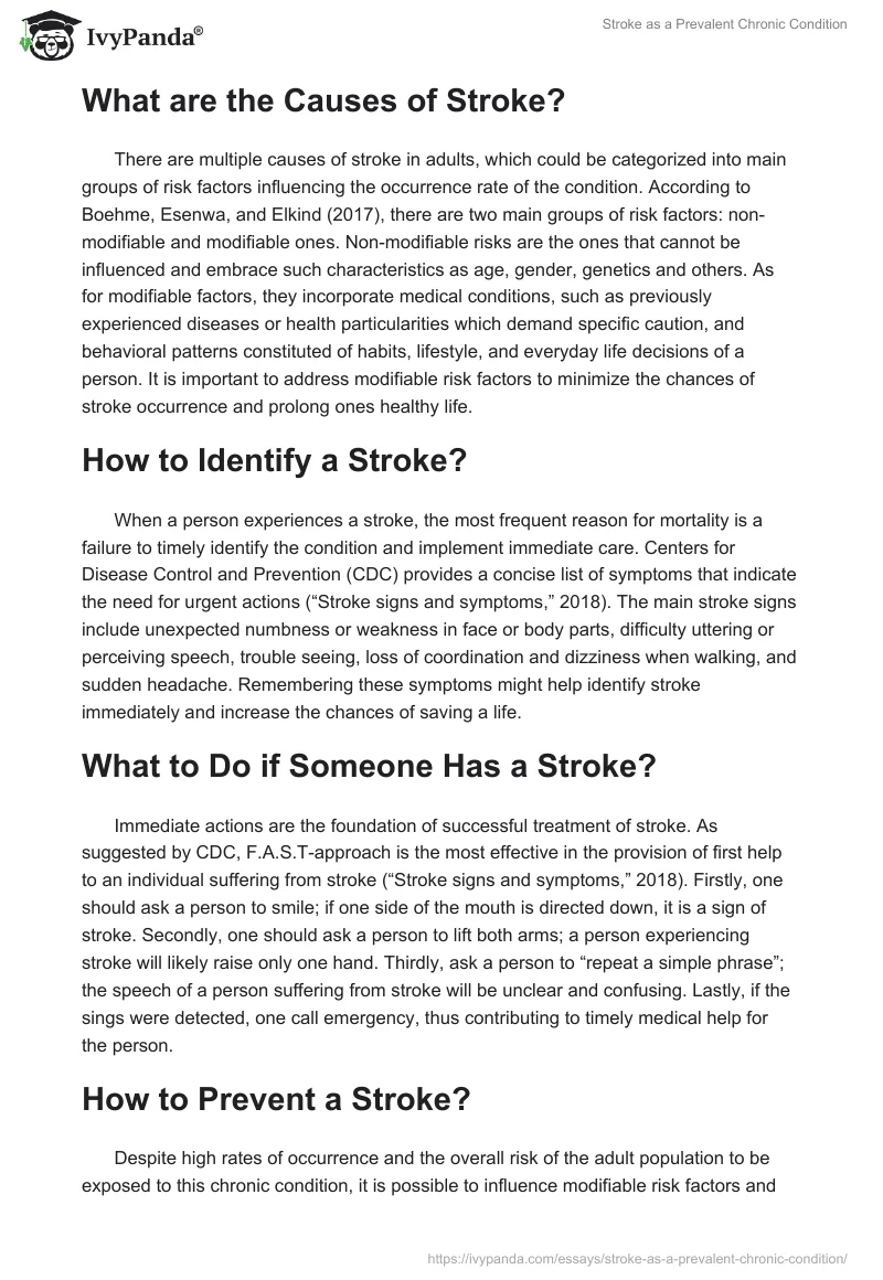 Stroke as a Prevalent Chronic Condition. Page 2