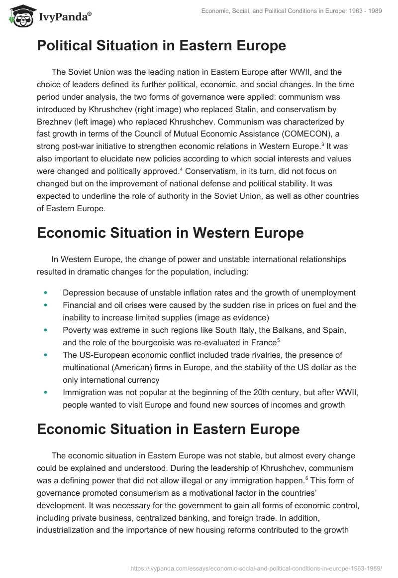 Economic, Social, and Political Conditions in Europe: 1963 - 1989. Page 2