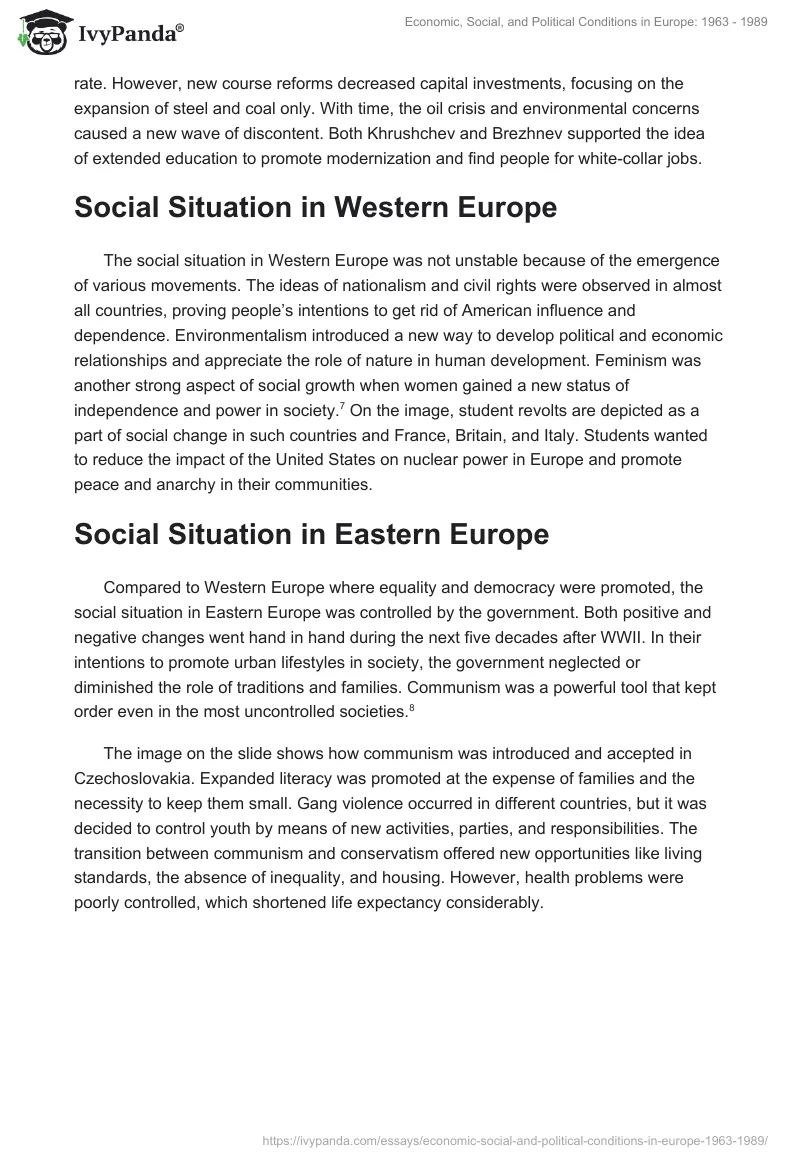 Economic, Social, and Political Conditions in Europe: 1963 - 1989. Page 3