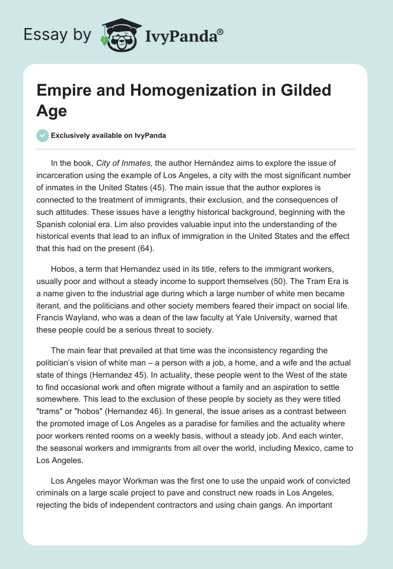 Empire and Homogenization in Gilded Age. Page 1