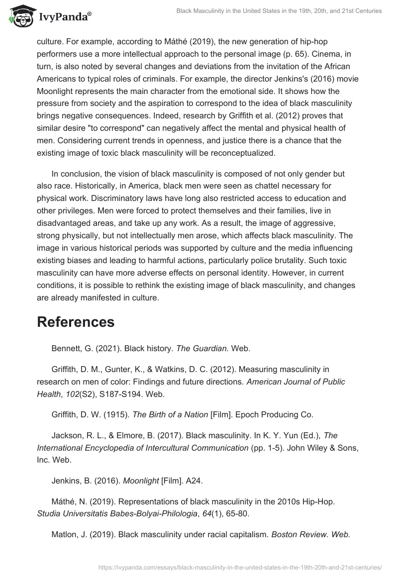 Black Masculinity in the United States in the 19th, 20th, and 21st Centuries. Page 5
