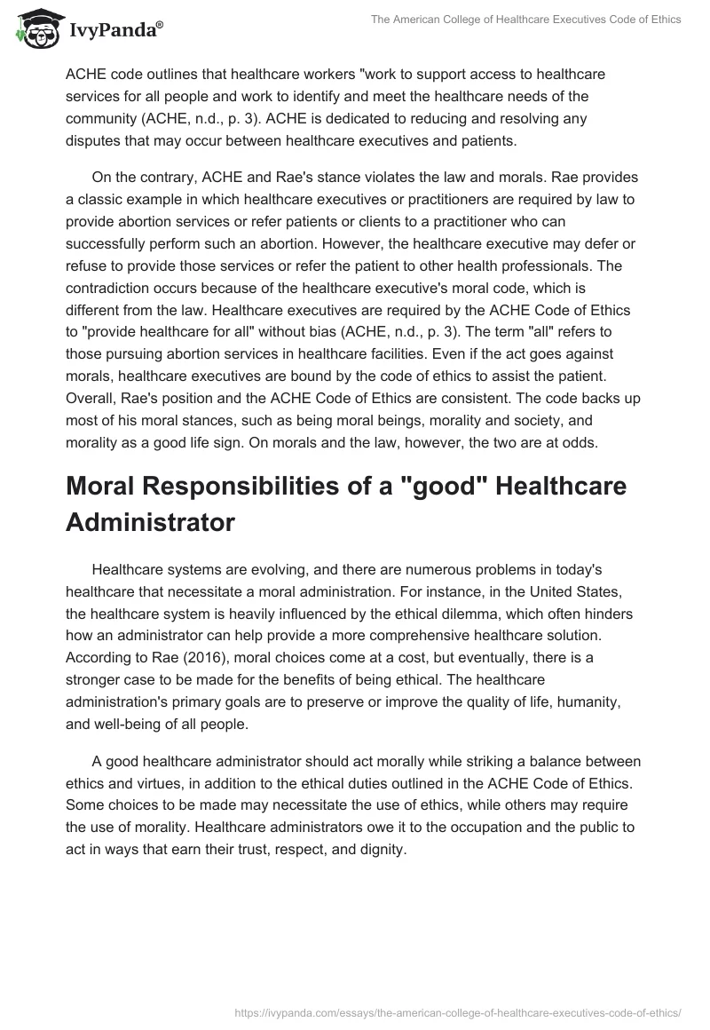 The American College of Healthcare Executives Code of Ethics. Page 3