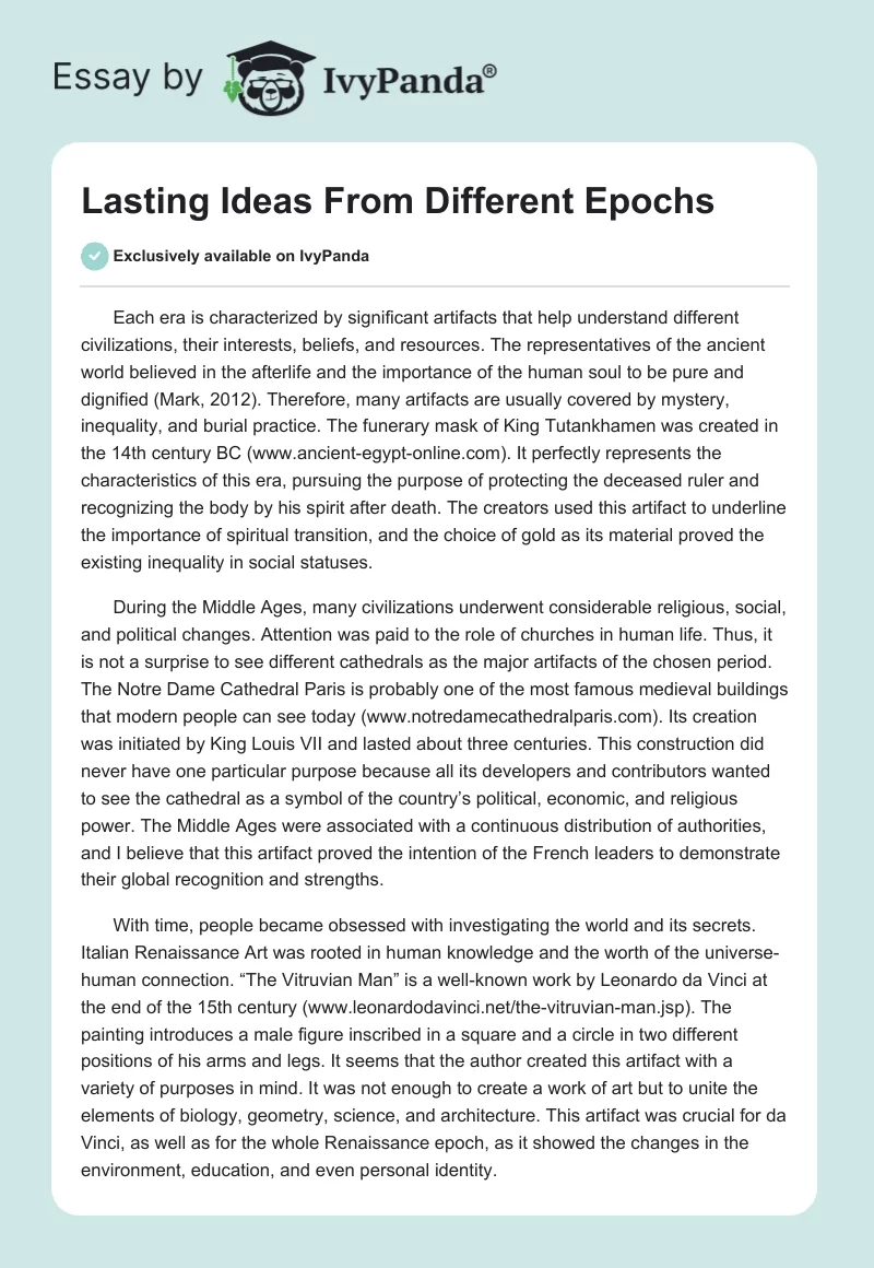Lasting Ideas From Different Epochs. Page 1