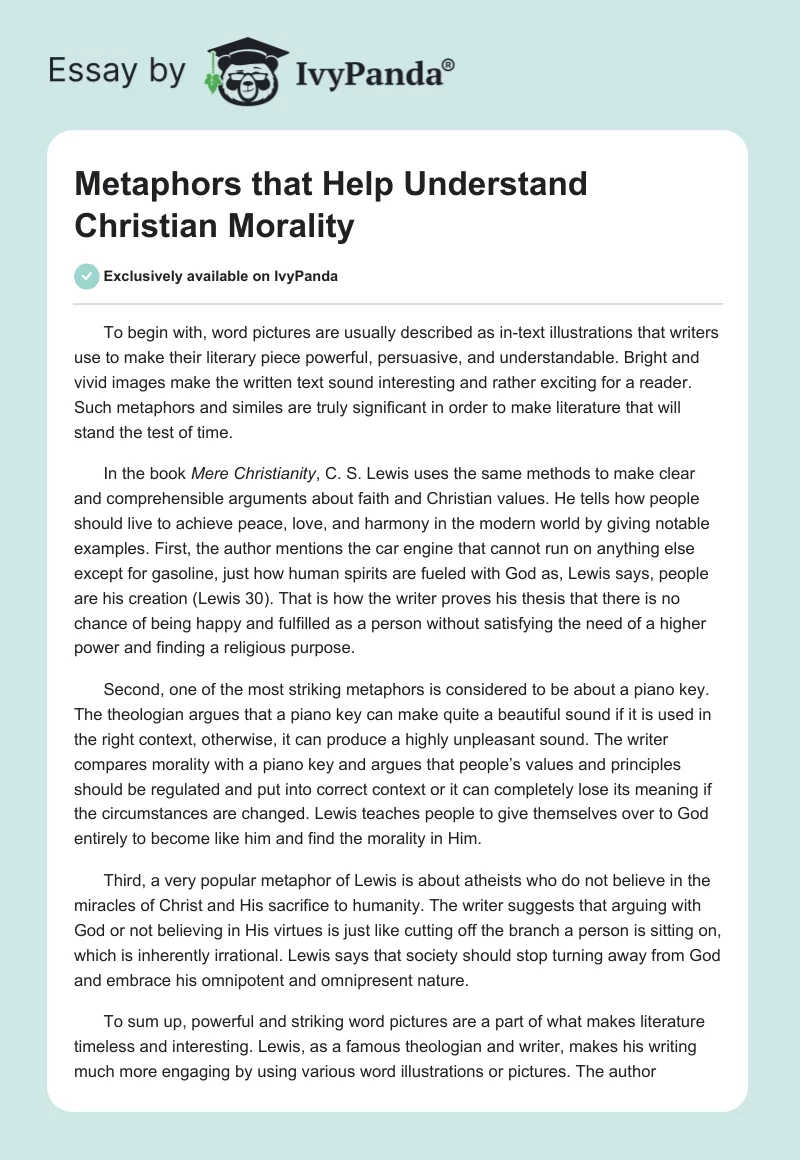 Metaphors that Help Understand Christian Morality. Page 1