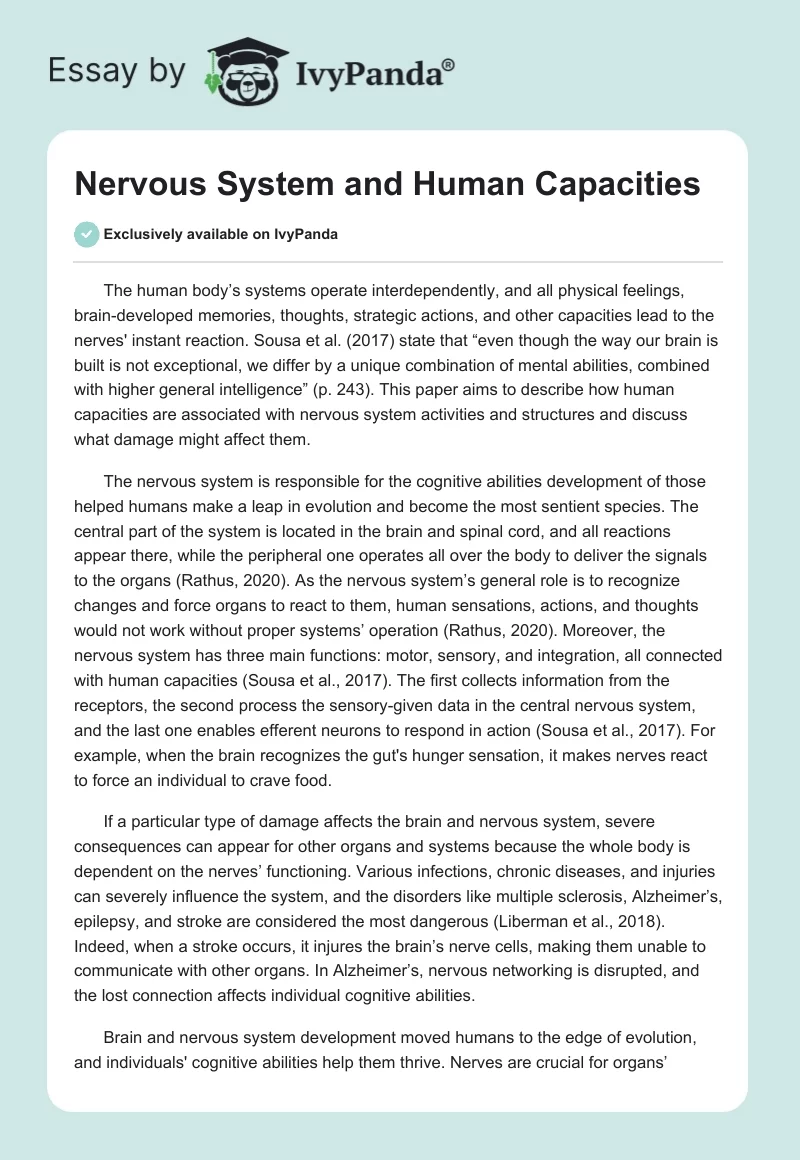 Nervous System and Human Capacities. Page 1