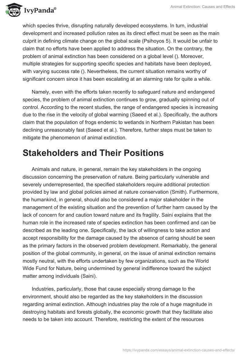 Animal Extinction: Causes and Effects. Page 2