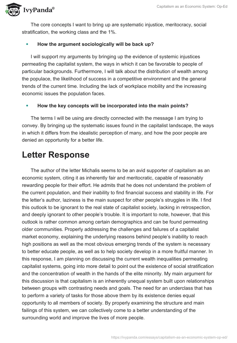 Capitalism as an Economic System: Op-Ed. Page 2