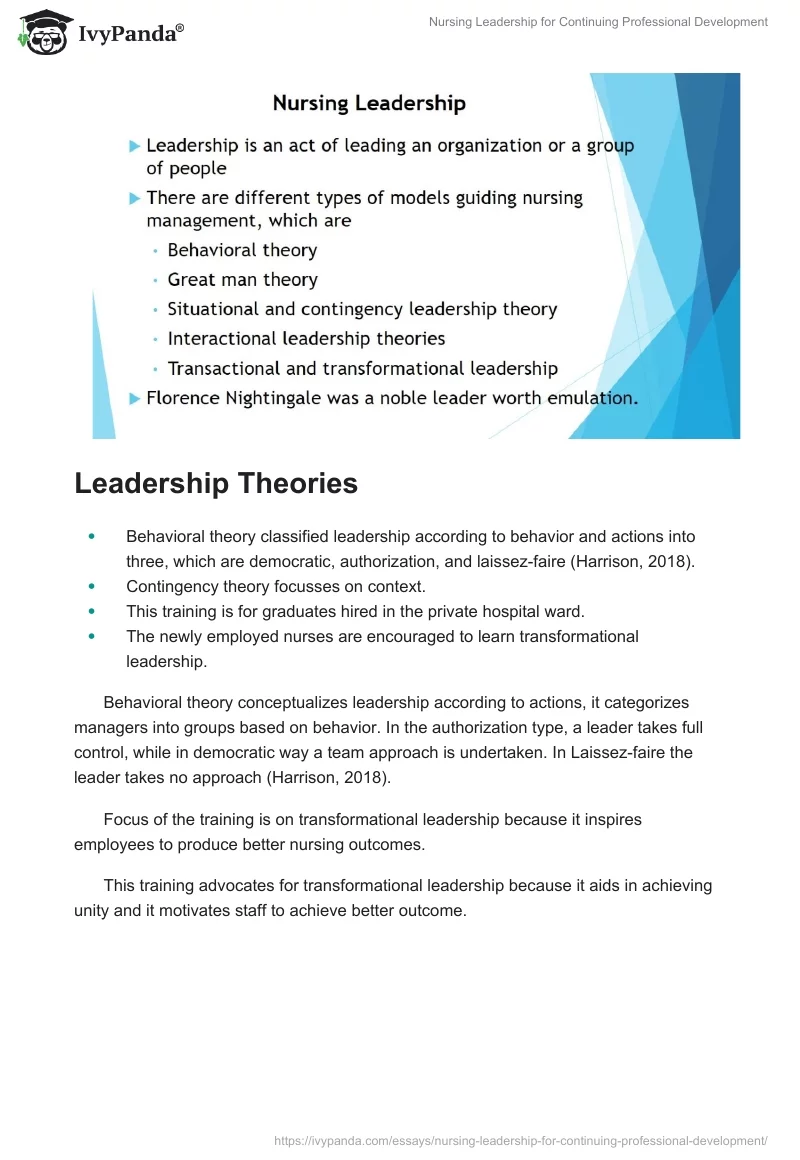 Nursing Leadership for Continuing Professional Development. Page 2