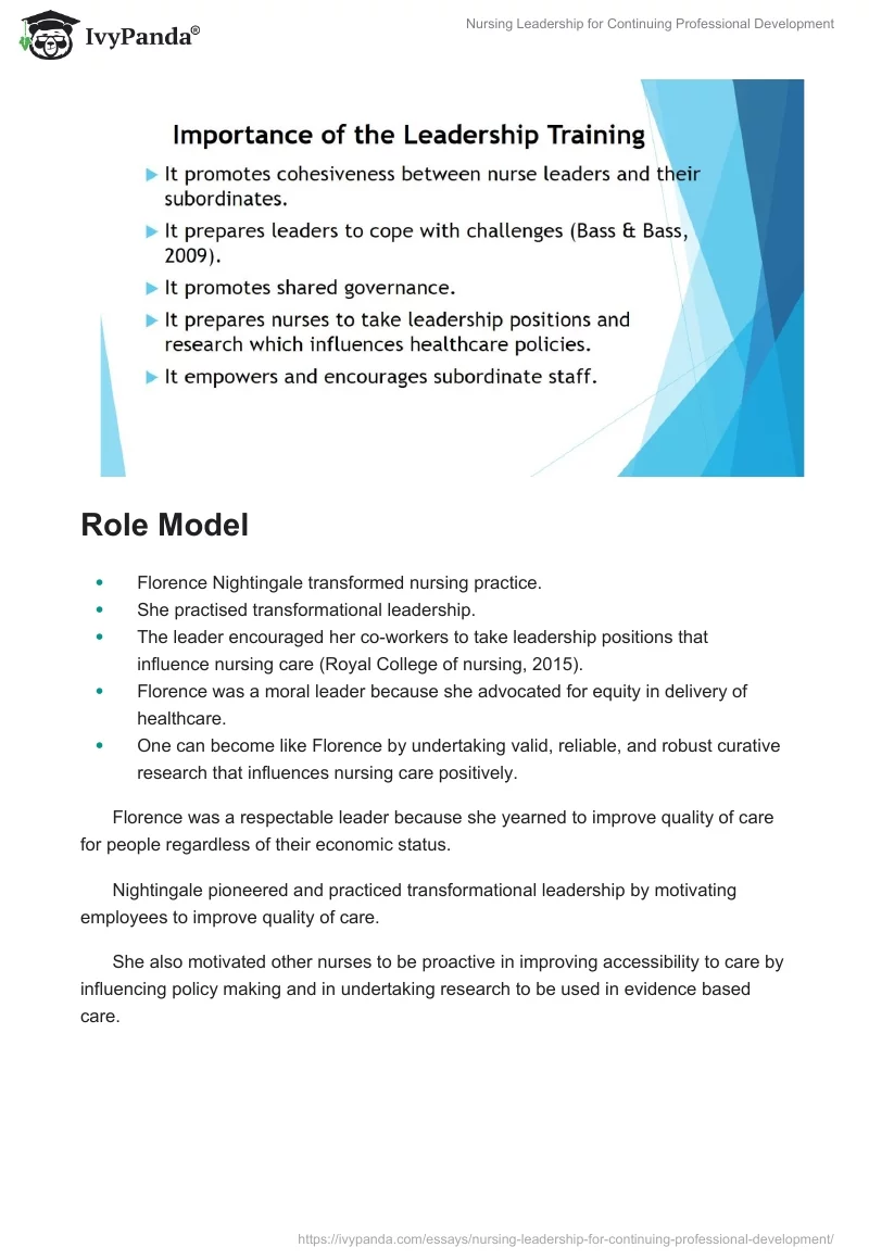 Nursing Leadership for Continuing Professional Development. Page 4